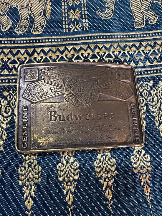 Budweiser Other - Budweiser Brass-Tone Rectangular Belt Buckle - Brown and Gold Tones